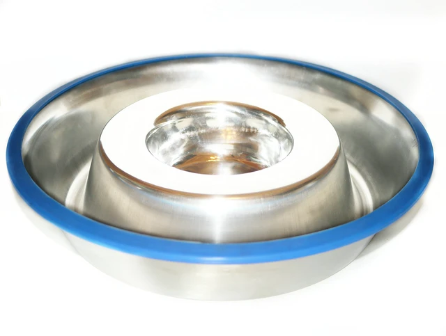 Alt view image 4 of 7 - Stainless Steel Interactive Slow Feed Dog Bowl with a Blue Silicone Base, Fun Healthy Bloat Stop Feeder (Medium)