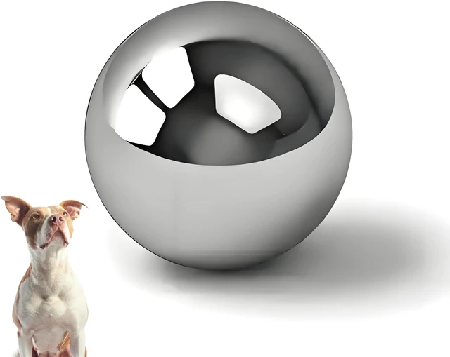 Main image of Stainless Steel Dog Food Slow Feeder Ball - 2.5in - Slows Fast Eating, Fun Feeding for All Dogs - Durable, Smooth (Small)
