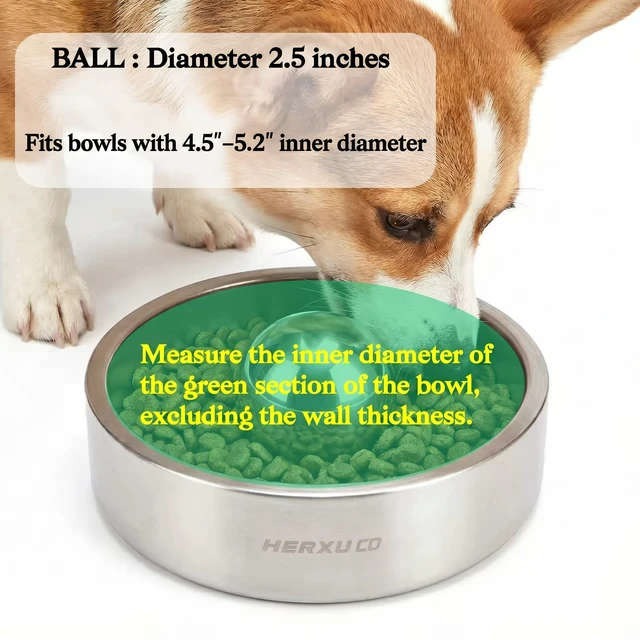 Alt view image 2 of 7 - Stainless Steel Dog Food Slow Feeder Ball - 2.5in - Slows Fast Eating, Fun Feeding for All Dogs - Durable, Smooth (Small)