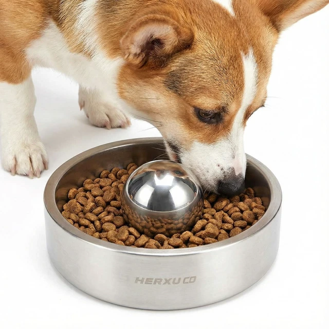 Alt view image 6 of 7 - Stainless Steel Dog Food Slow Feeder Ball - 2.5in - Slows Fast Eating, Fun Feeding for All Dogs - Durable, Smooth (Small)