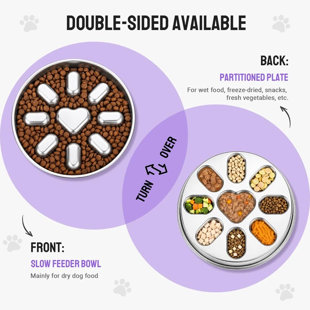 Alt view image 4 of 6 - 2 Pcs Slow Feeder Dog Bowl, 2 Cups Stainless Steel Dog Slow Feeder Food Bowl for Puzzle Maze Medium Small Dogs or Cat to Eat Slowly, Pet Supplies Dishwasher Safe