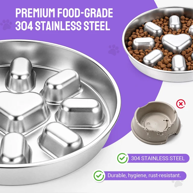 Alt view image 5 of 6 - 2 Pcs Slow Feeder Dog Bowl, 2 Cups Stainless Steel Dog Slow Feeder Food Bowl for Puzzle Maze Medium Small Dogs or Cat to Eat Slowly, Pet Supplies Dishwasher Safe