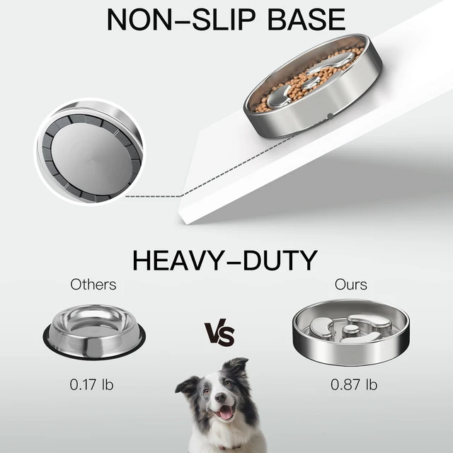 Alt view image 5 of 7 - Slow Feeder Dog Bowls, 1Cup for Small Puppy, 1Pack | Food-Grade Double-Wall Stainless Steel, Heavy Duty with Non-Slip Rubber Base, Anti-Choking Puzzle Bowl to Slow Down Eating