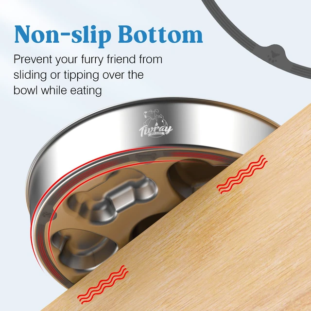Alt view image 6 of 7 - Slow Feeder Dog Bowls, 304 Stainless Steel Slow Feeder Bowl, 5 Cups | Metal Pet Food Bowl Prevent Choking, Non-Slip Base for Medium & Large Breed, Bloat Stop, Dishwasher Safe