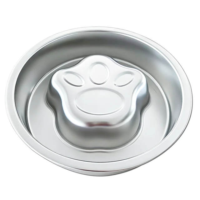 Alt view image 7 of 7 - Stainless Steel Slow Feeder Dog Bowls,Slow Food Bowl for Dog & Cat - 1 Cups Capacity,Paw-Shaped Design Pet Food Holder,Metal Non-Slip Lick Plate,Puzzle Maze Dish for Small Sized Breeds - 2 Pack
