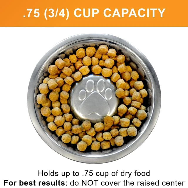 Alt view image 2 of 7 - Stainless Steel Slow Feed Dog Bowl for Fast Eating Small Breeds, Metal Slow Feeder Dog Bowl Fits in Cat & Small Neater Feeders, for Puppy or Dogs (< 15 lbs), 3/4 Cup Food Capacity