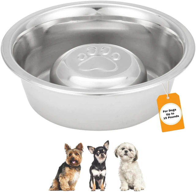 Main image of Stainless Steel Slow Feed Dog Bowl for Fast Eating Small Breeds, Metal Slow Feeder Dog Bowl Fits in Cat & Small Neater Feeders, for Puppy or Dogs (< 15 lbs), 3/4 Cup Food Capacity