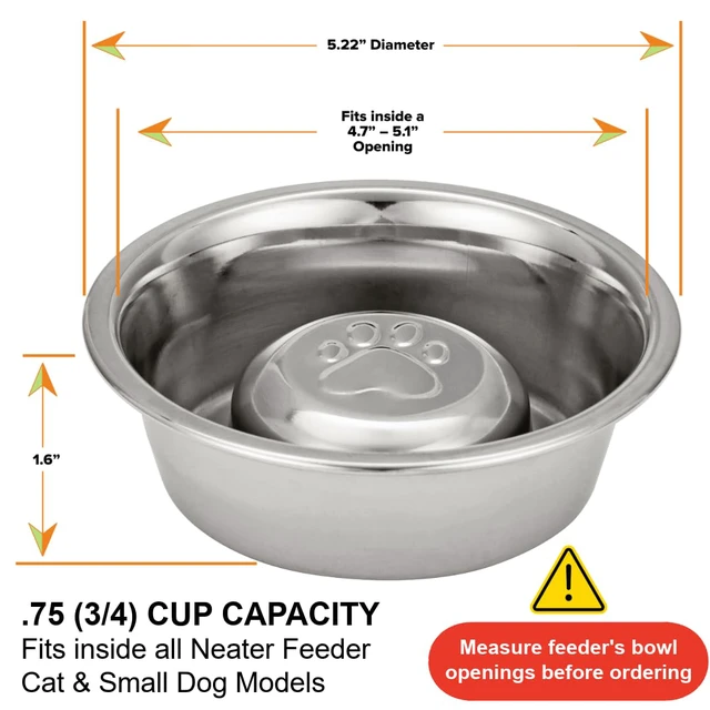 Alt view image 7 of 7 - Stainless Steel Slow Feed Dog Bowl for Fast Eating Small Breeds, Metal Slow Feeder Dog Bowl Fits in Cat & Small Neater Feeders, for Puppy or Dogs (< 15 lbs), 3/4 Cup Food Capacity