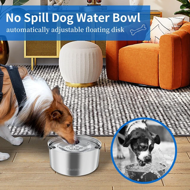 Alt view image 2 of 6 - 3L/101oz Dog Water Bowl Stainless Steel Slow Water Bowl for Dog | No-Spill Slow Drinking Water Bowl for Medium Large Dogs, Spill Proof Dog Water Bowl for Home, Vehicle and Travel Use