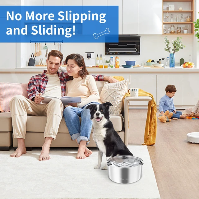 Alt view image 3 of 6 - 3L/101oz Dog Water Bowl Stainless Steel Slow Water Bowl for Dog | No-Spill Slow Drinking Water Bowl for Medium Large Dogs, Spill Proof Dog Water Bowl for Home, Vehicle and Travel Use