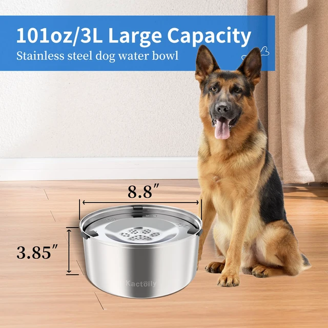 Alt view image 5 of 6 - 3L/101oz Dog Water Bowl Stainless Steel Slow Water Bowl for Dog | No-Spill Slow Drinking Water Bowl for Medium Large Dogs, Spill Proof Dog Water Bowl for Home, Vehicle and Travel Use