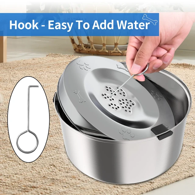 Alt view image 6 of 6 - 3L/101oz Dog Water Bowl Stainless Steel Slow Water Bowl for Dog | No-Spill Slow Drinking Water Bowl for Medium Large Dogs, Spill Proof Dog Water Bowl for Home, Vehicle and Travel Use