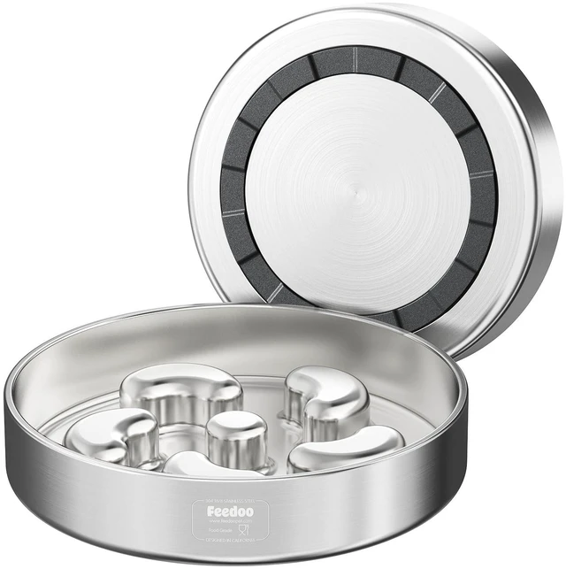 Main image of Slow Feeder Dog Bowl-2Cups for Medium Breeds, Double Wall Food-Grade Stainless Steel, Heavy Duty with Non-Slip Rubber Base, Puzzle Maze Bowl to Slow Down Eating