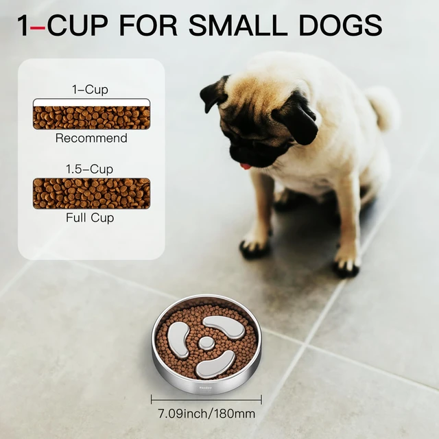 Alt view image 2 of 7 - Slow Feeder Dog Bowl-1Cup for Small Puppy, Double-Layer 304 Stainless Steel Puzzle Bowl, Anti-Choking for Fast Eaters, Heavy-Duty Non-Slip Base, Dishwasher Safe