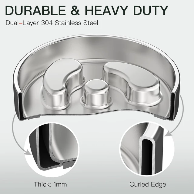 Alt view image 5 of 7 - Slow Feeder Dog Bowl-1Cup for Small Puppy, Double-Layer 304 Stainless Steel Puzzle Bowl, Anti-Choking for Fast Eaters, Heavy-Duty Non-Slip Base, Dishwasher Safe