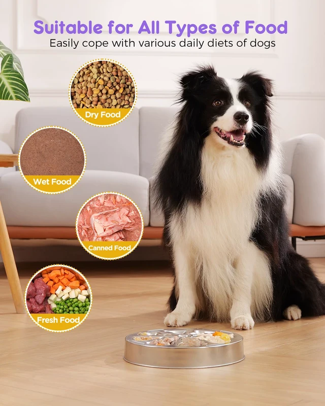 Alt view image 3 of 7 - Slow Feeder Dog Bowls Stainless Steel Non-Slip Metal Bowl for Slow Feeding, 5 Cups Large Capacity, Double-Sided Design for Dry, Wet, or Raw Food, Ideal for Small, Medium, Large Dogs