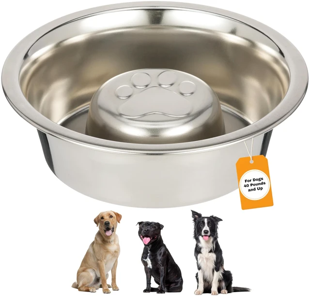 Main image of Stainless Steel Slow Feed Dog Bowl for Fast Eating Large Breed, Metal Slow Feeder Dog Bowl Fits in Large Neater Feeders, for Puppy or Dogs (>40 lbs), 3 Cup Food Capacity