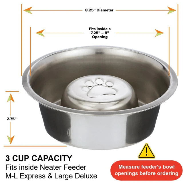 Alt view image 7 of 7 - Stainless Steel Slow Feed Dog Bowl for Fast Eating Large Breed, Metal Slow Feeder Dog Bowl Fits in Large Neater Feeders, for Puppy or Dogs (>40 lbs), 3 Cup Food Capacity