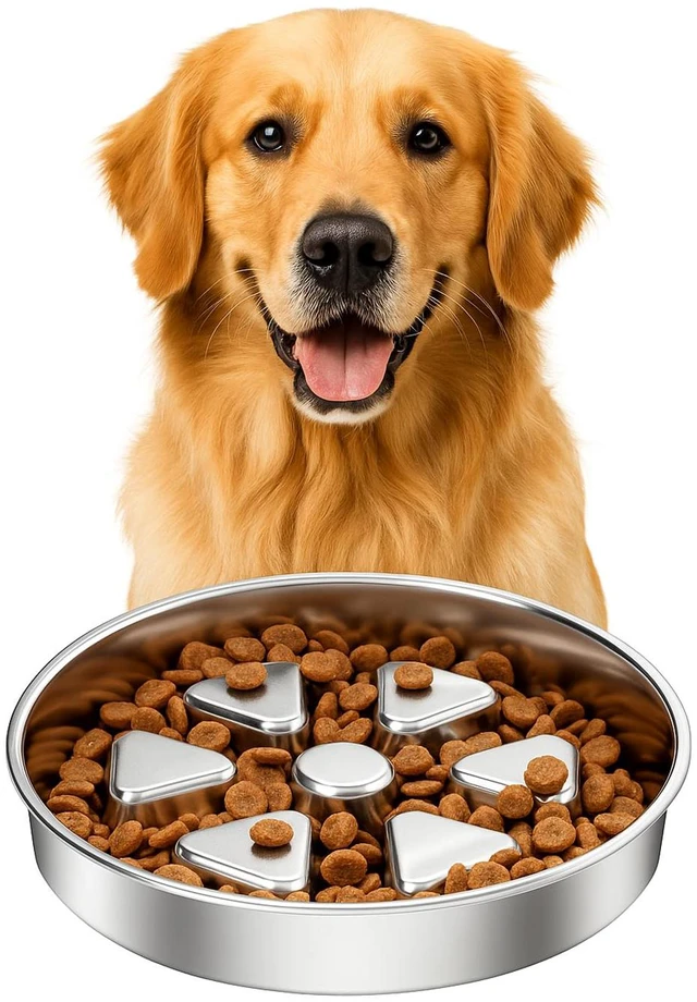 Main image of 304 Stainless Steel Slow Feeder Dog Bowls, 2.5 Cups Capacity | Non-Slip Metal Dog Slow Feeder Bowl, Raised Design for Slow Eating & Digestive Health - Perfect for Medium Large Dogs