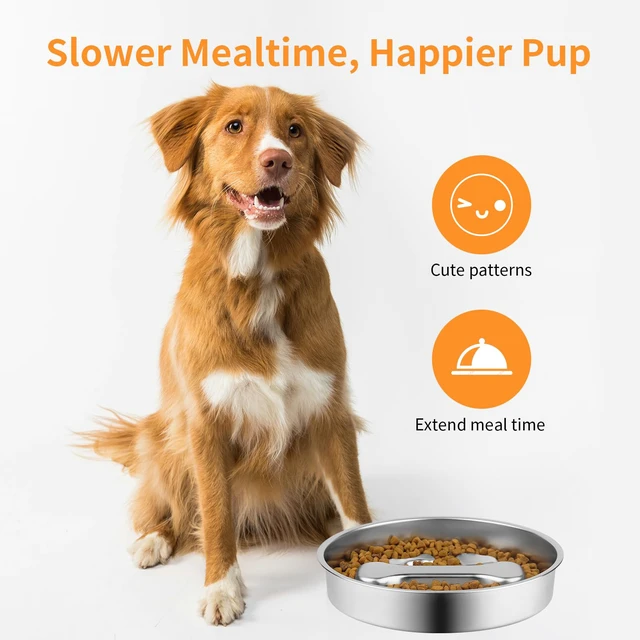 Alt view image 3 of 7 - Non-Slip Stainless Steel Slow Feeder Dog Bowl, 2-Cups | Interactive Slow Feeding Puzzle Maze, Prevents Choking & Bloating, Non-Slip Bottom, For Medium Dogs & Cats
