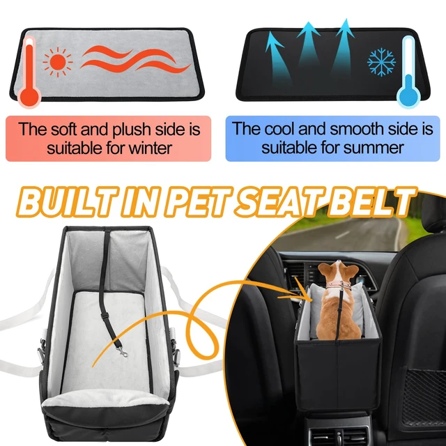 Alt view image 6 of 7 - Portable Dog Car Seat for Small Dogs, Puppy Car Seat, Black&White | Booster Seat With Safety Leash & Adjustable Straps Keeps Small Dogs Secure. Removable Washable Cushion. Fits Most Cars.