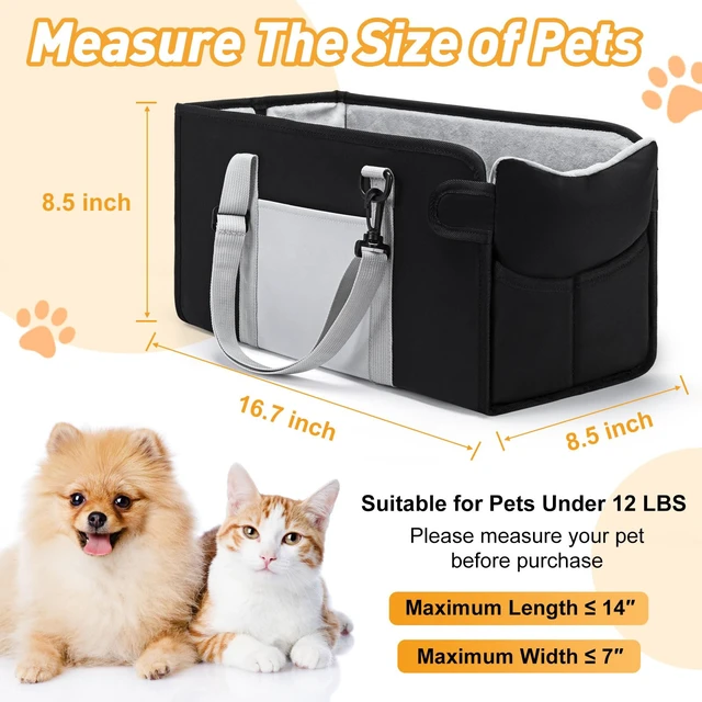 Alt view image 2 of 7 - Portable Dog Car Seat for Small Dogs, Puppy Car Seat, Black | Booster Seat With Safety Leash & Adjustable Straps Keeps Small Dogs Secure. Removable Washable Cushion. Fits Most Cars.