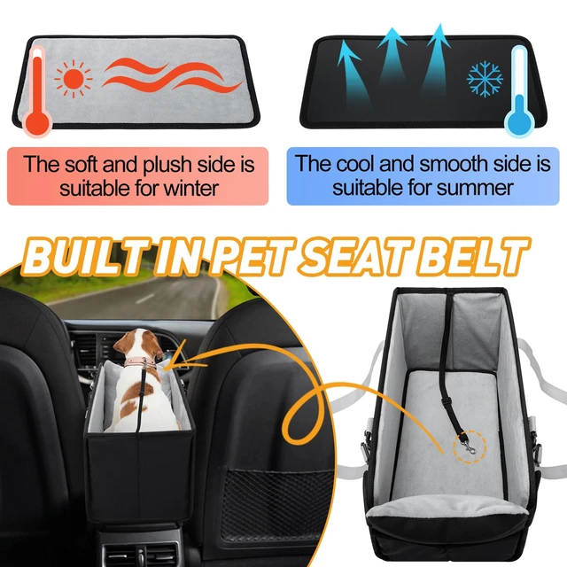 Alt view image 6 of 7 - Portable Dog Car Seat for Small Dogs, Puppy Car Seat, Black | Booster Seat With Safety Leash & Adjustable Straps Keeps Small Dogs Secure. Removable Washable Cushion. Fits Most Cars.