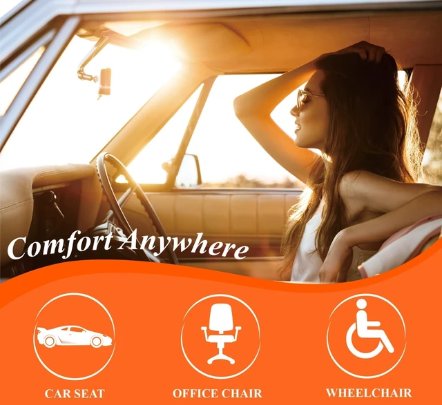 Alt view image 2 of 7 - Memory Foam Car Seat Cushion for Driver and Office Chair Comfort | 1.2-Inch-Thick Memory Foam Seat Pad, Soft, Breathable Fabric, Non-Slip Silicone Bottom for Long Drives and Office Use, Black