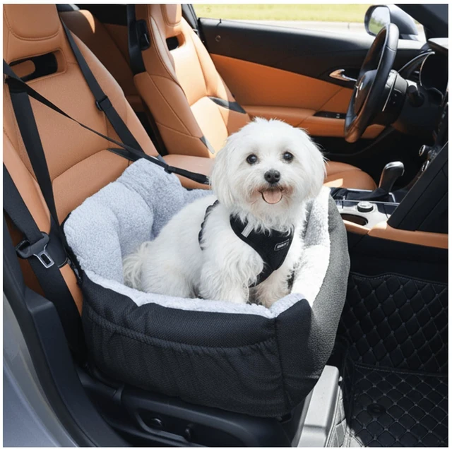 Main image of Dog Car Seat for Small Dogs,Washable Pet Booster Seats for Car with Clip-On Safty Leash, Reversible Puppy Carseat with Storage Pockets, Travel Carrier Bed for Dogs Under 25 lbs, Grey