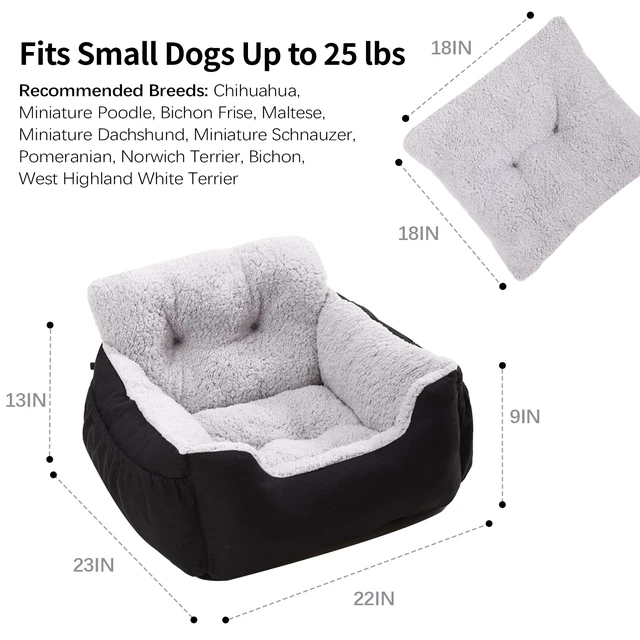 Alt view image 5 of 6 - Dog Car Seat for Small Dogs,Washable Pet Booster Seats for Car with Clip-On Safty Leash, Reversible Puppy Carseat with Storage Pockets, Travel Carrier Bed for Dogs Under 25 lbs, Grey