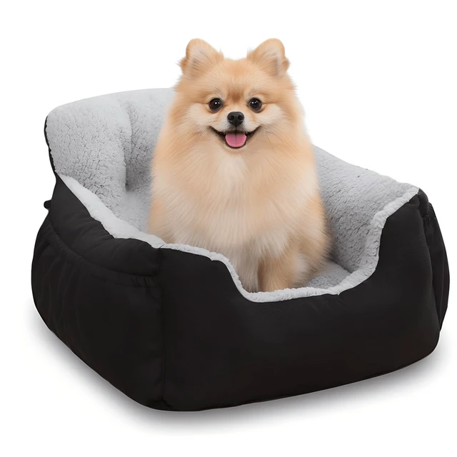 Alt view image 6 of 6 - Dog Car Seat for Small Dogs,Washable Pet Booster Seats for Car with Clip-On Safty Leash, Reversible Puppy Carseat with Storage Pockets, Travel Carrier Bed for Dogs Under 25 lbs, Grey