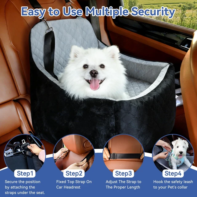 Alt view image 5 of 7 - Dog Car Seat Under 30 lbs,Double-Cooling/Warm,Washable,Safety Leash | Detachable Elevated Pet Bed with Pockets,Anti-Slip Base for Front & Back Seatset,Car Seat Travel Bed with Storage Pockets