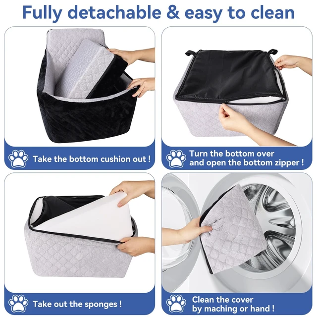Alt view image 7 of 7 - Dog Car Seat Under 30 lbs,Double-Cooling/Warm,Washable,Safety Leash | Detachable Elevated Pet Bed with Pockets,Anti-Slip Base for Front & Back Seatset,Car Seat Travel Bed with Storage Pockets