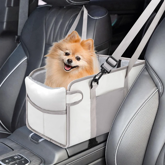Main image of Portable Dog Car Seat for Small Dogs, Puppy Car Seat, Beige | Booster Seat With Safety Leash & Adjustable Straps Keeps Small Dogs Secure. Removable Washable Cushion. Fits Most Cars.