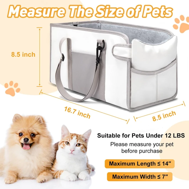 Alt view image 2 of 7 - Portable Dog Car Seat for Small Dogs, Puppy Car Seat, Beige | Booster Seat With Safety Leash & Adjustable Straps Keeps Small Dogs Secure. Removable Washable Cushion. Fits Most Cars.