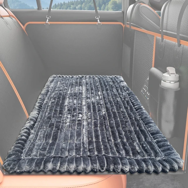 Main image of Dog Bed Mat for Car Backseat Extender, Non-Slip Pet Bed Mat for Car Back Seat Protector Cover, Furry Dog Couch Cover, Washable Travel Dogs Bed for Cars, SUVs, Sedans. (51" x 24") (Dark Grey, M)