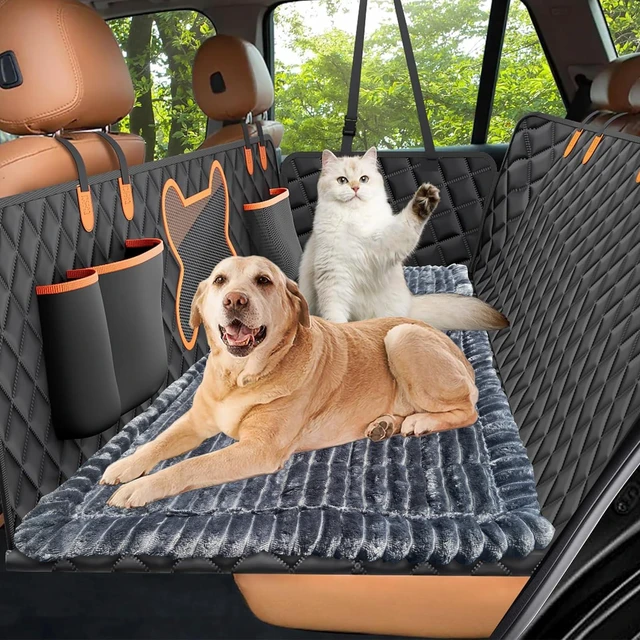Alt view image 2 of 7 - Dog Bed Mat for Car Backseat Extender, Non-Slip Pet Bed Mat for Car Back Seat Protector Cover, Furry Dog Couch Cover, Washable Travel Dogs Bed for Cars, SUVs, Sedans. (51" x 24") (Dark Grey, M)