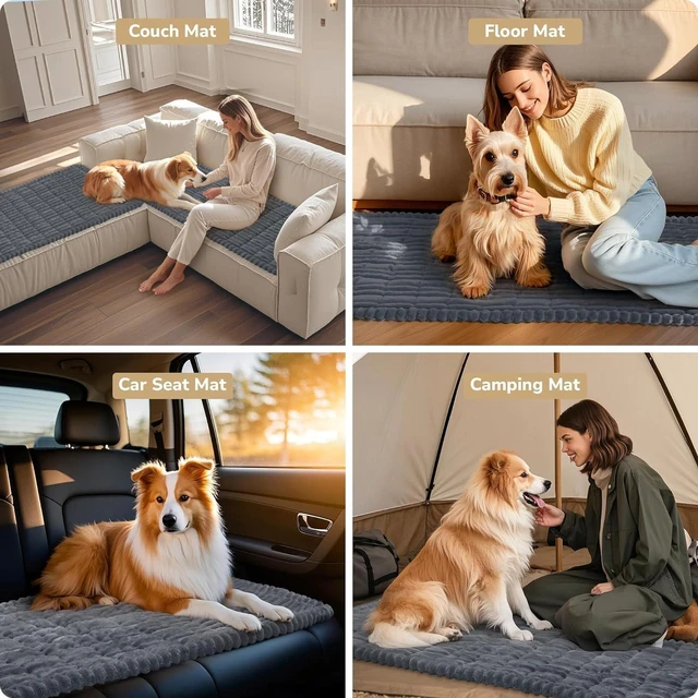 Alt view image 5 of 7 - Dog Bed Mat for Car Backseat Extender, Non-Slip Pet Bed Mat for Car Back Seat Protector Cover, Furry Dog Couch Cover, Washable Travel Dogs Bed for Cars, SUVs, Sedans. (51" x 24") (Dark Grey, M)