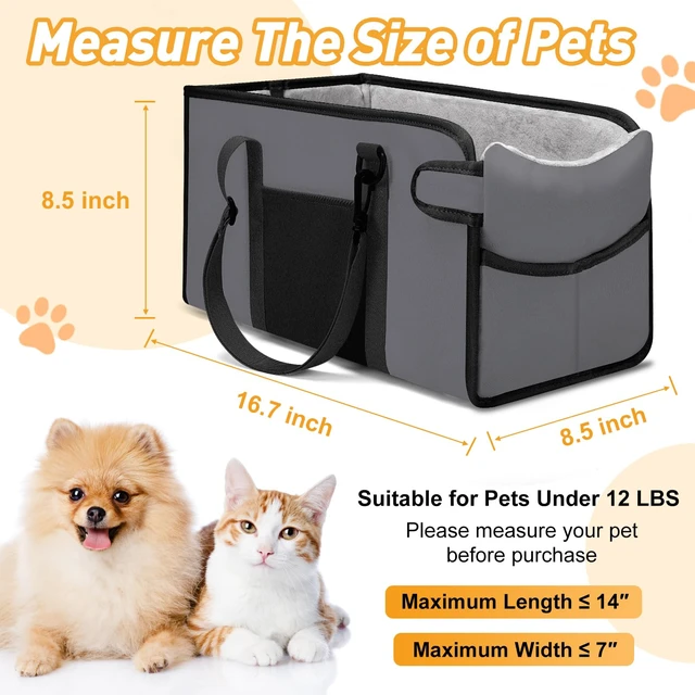 Alt view image 2 of 7 - Portable Dog Car Seat for Small Dogs, Puppy Car Seat, Grey | Booster Seat With Safety Leash & Adjustable Straps Keeps Small Dogs Secure. Removable Washable Cushion. Fits Most Cars.