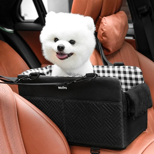 Main image of Console Dog Car Seat for Small Dogs Cats Up to 11lbs, Anti-Collapse Pet Armrest Booster Seat with Soft Pillow,Non-Slip Seat Rails Hooks & Safety Belt, Portable Car Accessories for Pets Travel