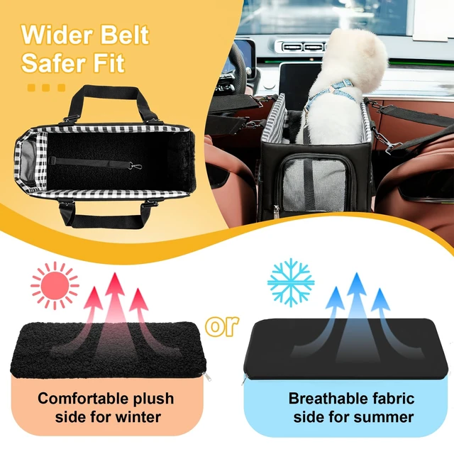 Alt view image 5 of 7 - Console Dog Car Seat for Small Dogs Cats Up to 11lbs, Anti-Collapse Pet Armrest Booster Seat with Soft Pillow,Non-Slip Seat Rails Hooks & Safety Belt, Portable Car Accessories for Pets Travel