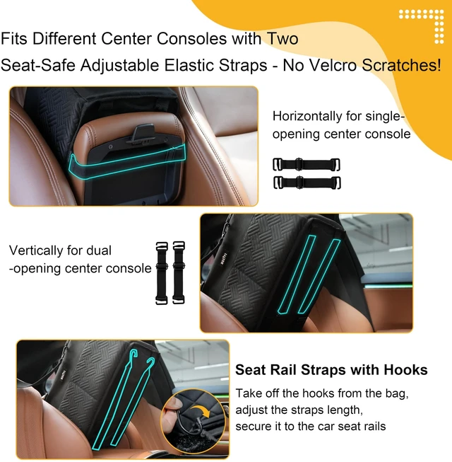 Alt view image 4 of 7 - Console Dog Car Seat for Small Dogs Cats Up to 11lbs, Anti-Collapse Pet Armrest Booster Seat with Soft Pillow,Non-Slip Seat Rails Hooks & Safety Belt, Portable Car Accessories for Pets Travel