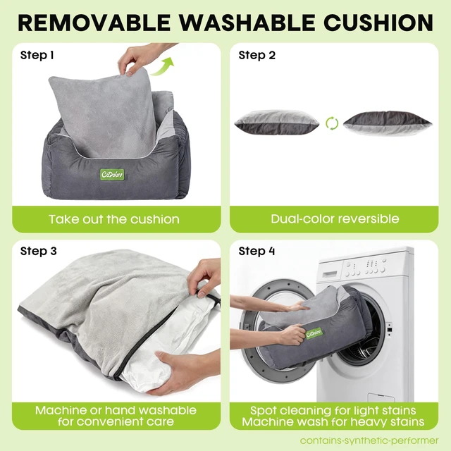 Alt view image 6 of 7 - Dog Car Seat with Safety Clip & Pockets for Small Dogs, Gray | up to 23lbs, Soft Comfy Pet Carseat, Fully Washable Travel Dog Car Bed, with Detachable Reversible Cushion
