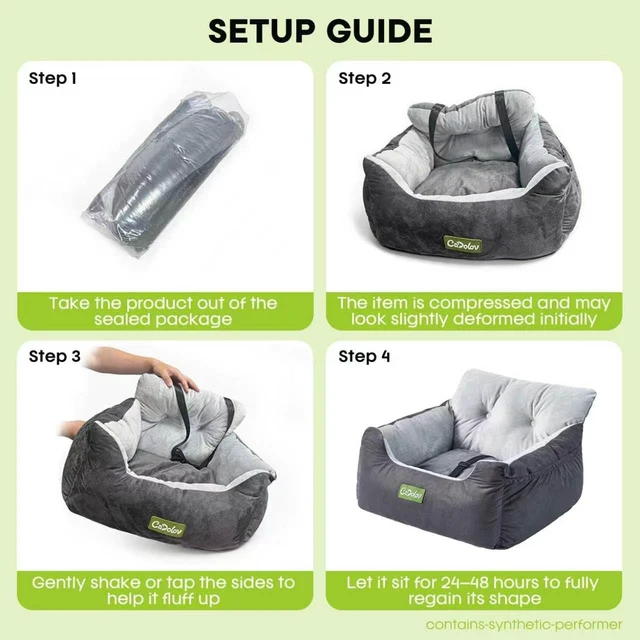 Alt view image 7 of 7 - Dog Car Seat with Safety Clip & Pockets for Small Dogs, Gray | up to 23lbs, Soft Comfy Pet Carseat, Fully Washable Travel Dog Car Bed, with Detachable Reversible Cushion