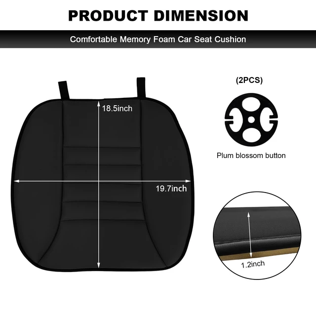Alt view image 2 of 6 - Car Seat Cushion, 1.2" Thick Comfort Memory Foam Auto Seat Pad with Non Slip Bottom, Breathable Driver Seats Pillow Pressure Relief Chair Cushion for Vehicle Office Home (Black)