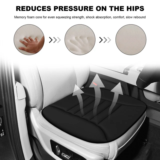 Alt view image 4 of 6 - Car Seat Cushion, 1.2" Thick Comfort Memory Foam Auto Seat Pad with Non Slip Bottom, Breathable Driver Seats Pillow Pressure Relief Chair Cushion for Vehicle Office Home (Black)