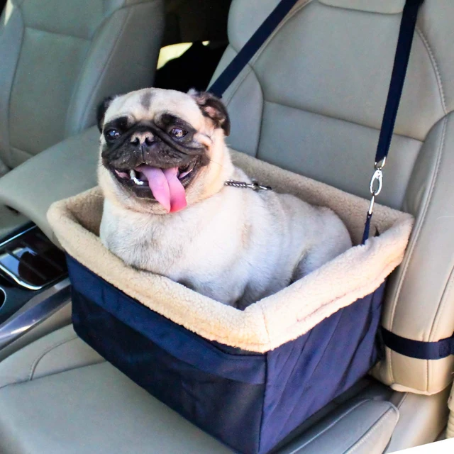 Alt view image 2 of 7 - Deluxe Dog Car Seat Fits Pets up to 15lbs, Dog Booster Seat, PaddeCushioning, Adjustable Straps, Metal Frame Encasing, Installs in Seconds, Collapsible Canvas and Easy to Clean