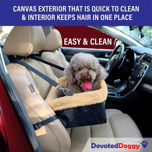 Alt view image 7 of 7 - Deluxe Dog Car Seat Fits Pets up to 15lbs, Dog Booster Seat, PaddeCushioning, Adjustable Straps, Metal Frame Encasing, Installs in Seconds, Collapsible Canvas and Easy to Clean