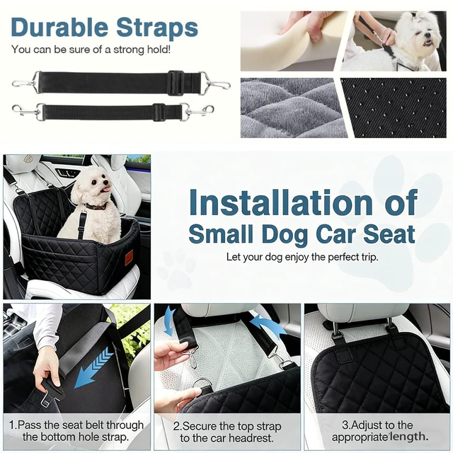 Alt view image 6 of 7 - Dog Car Seat for Small Medium Dogs - Memory Foam Seat with Cushion for Pets Under 35lbs,Detachable & Machine Washable Pet Car Bed, Includes 2 Safety Belts Storage Pockets,Universal Fit for SUV Sedan