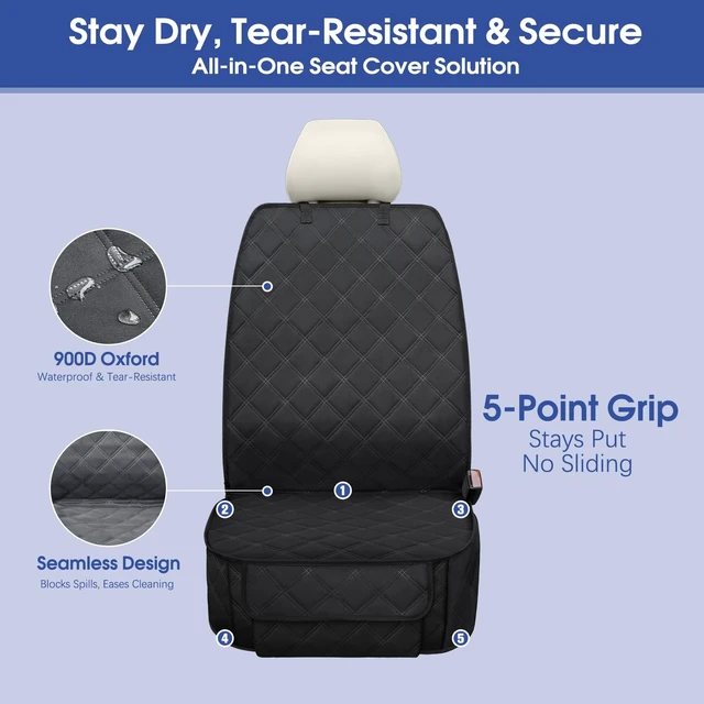 Alt view image 3 of 7 - Front Seat Cover for Dogs with Side Flaps, Heavy Duty 900D Waterproof Seat Protector, Protects from Dirt & Scratches, for Pets & Daily Use, Fits Cars SUV Trucks Minivans (1-Pack)